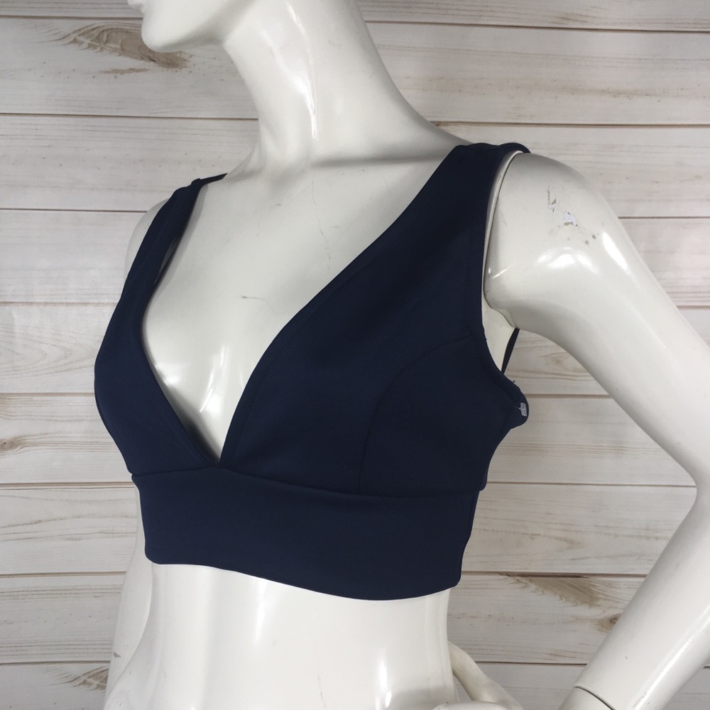 Foreign Exchange Zip Back Plunge Neck Crop top